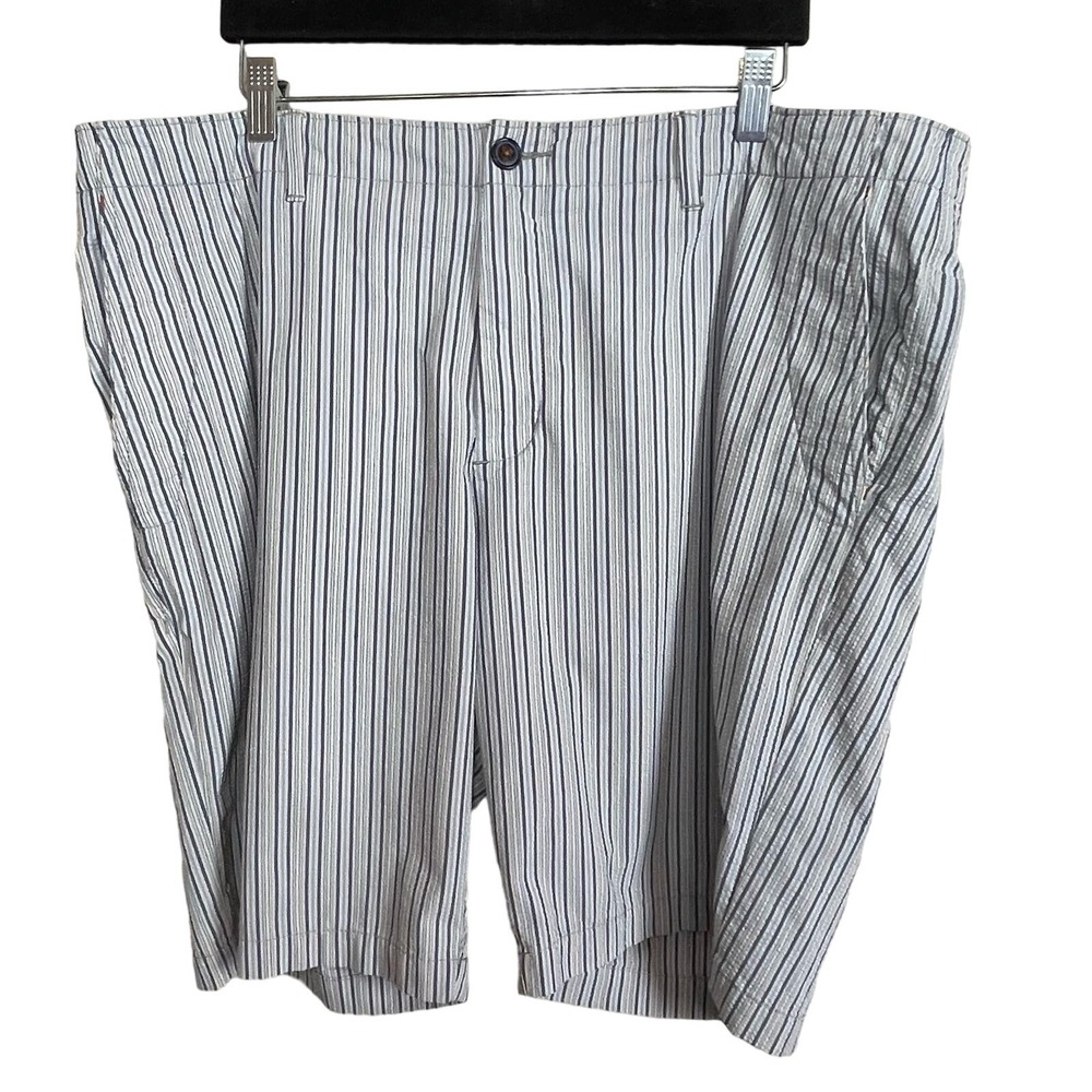 Tommy Bahama Seersucker Shorts 40 Blue Red White Stripe Stretch Summer